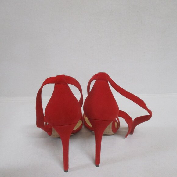 ALEXANDRE BIRMAN red suede open toe tie ankle strap high stiletto heel shoes - Picture 5 of 7